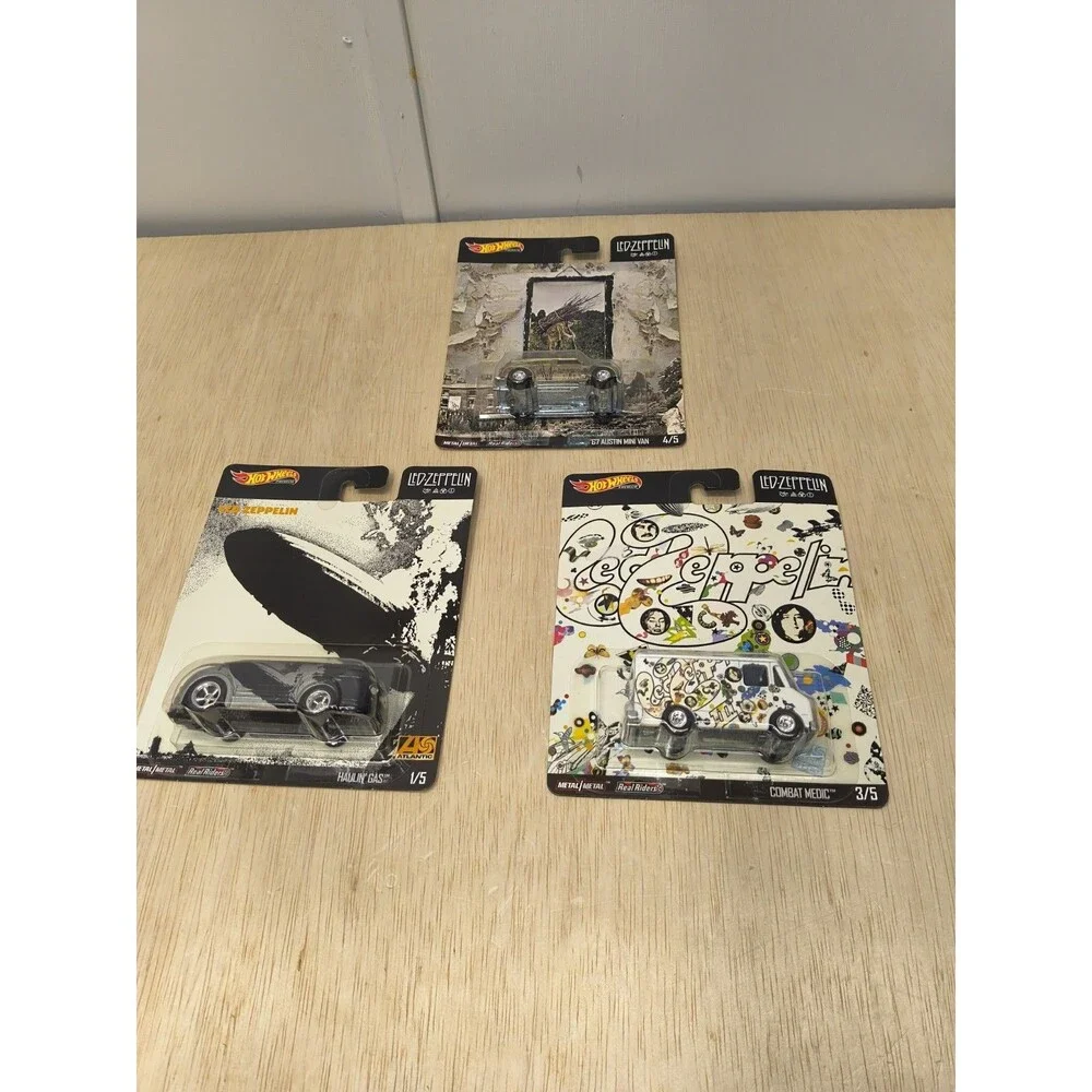 Hot Wheels Premium Led Zeppelin 3-Car Diecast Lot Real Riders Metal/Metal